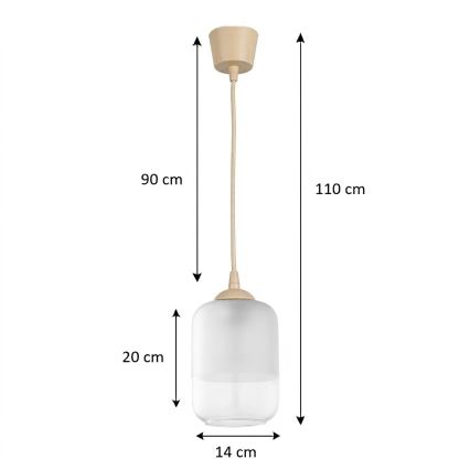 BRILAGI - Suspension LED sur câble RETRO GLASS 1xE27/60W/230V Ø 14 cm beige/blanc