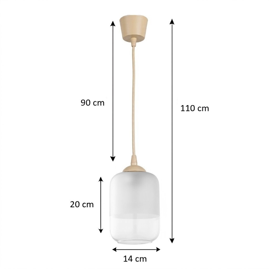 BRILAGI - Suspension LED sur câble RETRO GLASS 1xE27/60W/230V Ø 14 cm beige/blanc