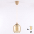 Brilagi - suspension LED sur câble RETRO GLASS 1xE27/60W/230V Ø 14 cm beige/brun fumé