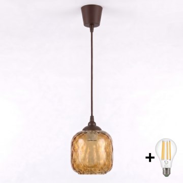 Brilagi - Suspension LED sur câble RETRO GLASS 1xE27/60W/230V Ø 14 cm, brun / brun fumé
