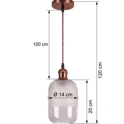 Brilagi - Suspension LED sur câble RETRO GLASS 1xE27/60W/230V Ø 14 cm cuivre/blanc