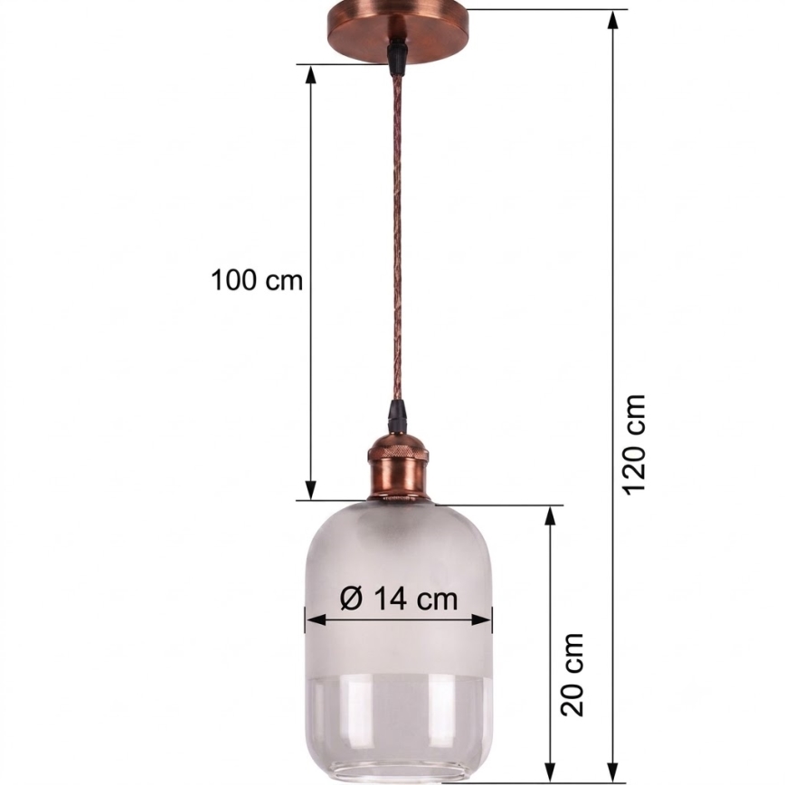 Brilagi - Suspension LED sur câble RETRO GLASS 1xE27/60W/230V Ø 14 cm cuivre/blanc