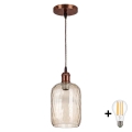 Brilagi - Suspension LED sur câble RETRO GLASS 1xE27/60W/230V Ø 14 cm cuivré/brun fumé