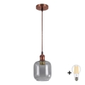Brilagi - Suspension LED sur câble RETRO GLASS 1xE27/60W/230V Ø 14 cm cuivré/gris fumé