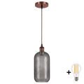 Brilagi - Suspension LED sur câble RETRO GLASS 1xE27/60W/230V Ø 14 cm cuivré/gris fumé