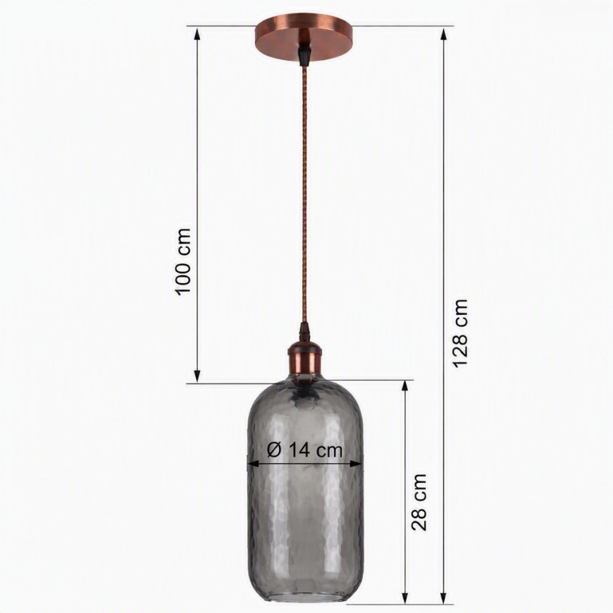 Brilagi - Suspension LED sur câble RETRO GLASS 1xE27/60W/230V Ø 14 cm cuivré/gris fumé