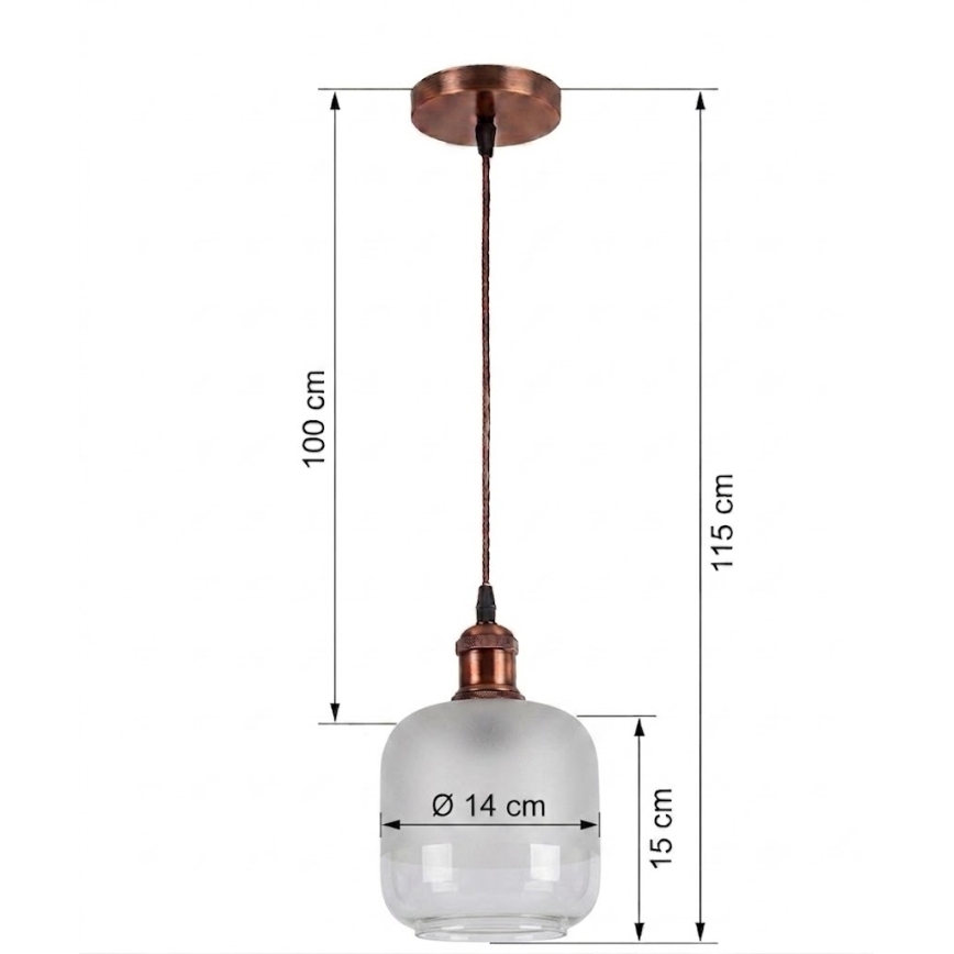 Brilagi - Suspension LED sur câble RETRO GLASS 1xE27/60W/230V Ø 14 cm cuivrée/blanche