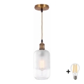BRILAGI - Suspension LED sur câble RETRO GLASS 1xE27/60W/230V Ø 14 cm doré/blanc