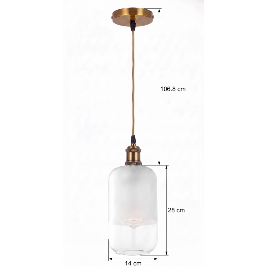 BRILAGI - Suspension LED sur câble RETRO GLASS 1xE27/60W/230V Ø 14 cm doré/blanc