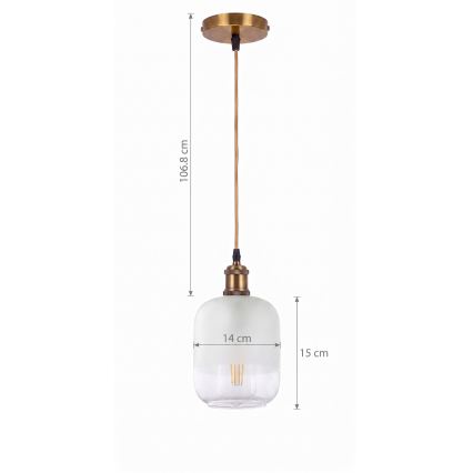 BRILAGI - Suspension LED sur câble RETRO GLASS 1xE27/60W/230V Ø 14 cm dorée/blanche