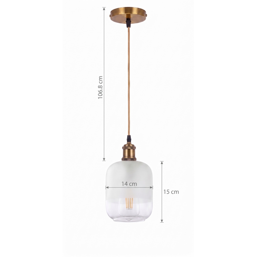 BRILAGI - Suspension LED sur câble RETRO GLASS 1xE27/60W/230V Ø 14 cm dorée/blanche