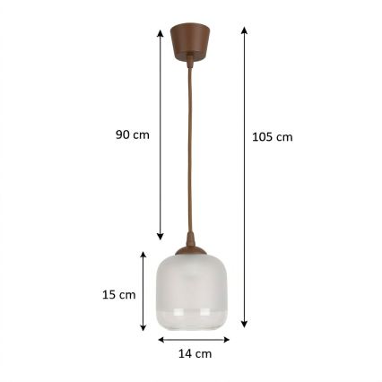 BRILAGI - Suspension LED sur câble RETRO GLASS 1xE27/60W/230V Ø 14 cm marron/blanc