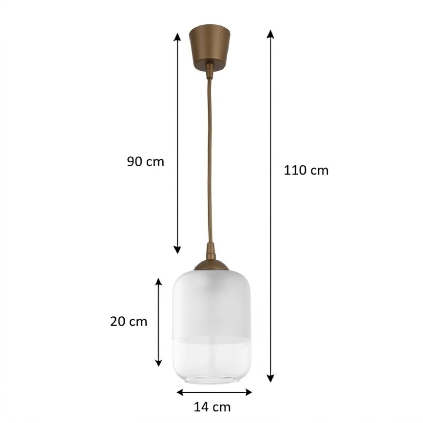 BRILAGI - Suspension LED sur câble RETRO GLASS 1xE27/60W/230V ø 14 cm marron/blanc