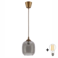 Brilagi - Suspension LED sur câble RETRO GLASS 1xE27/60W/230V Ø 14 cm marron/gris fumé