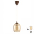 Brilagi - Suspension LED sur câble RETRO GLASS 1xE27/60W/230V Ø 14 cm marron / marron fumé