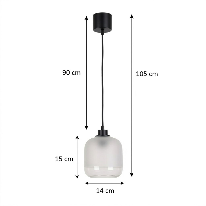 BRILAGI - Suspension LED sur câble RETRO GLASS 1xE27/60W/230V Ø 14 cm noir/blanc
