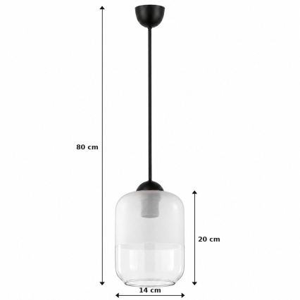 BRILAGI - Suspension LED sur câble RETRO GLASS 1xE27/60W/230V Ø 14 cm, noir/blanc