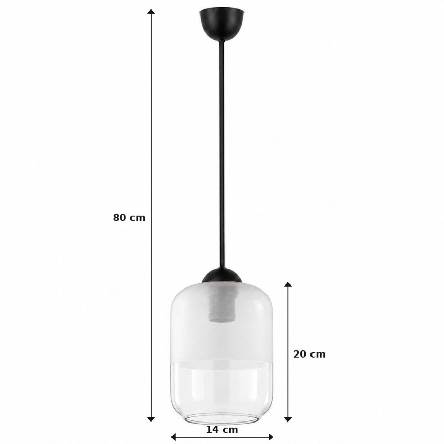 BRILAGI - Suspension LED sur câble RETRO GLASS 1xE27/60W/230V Ø 14 cm, noir/blanc