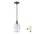 BRILAGI - Suspension LED sur câble RETRO GLASS 1xE27/60W/230V Ø 14 cm noir/blanc