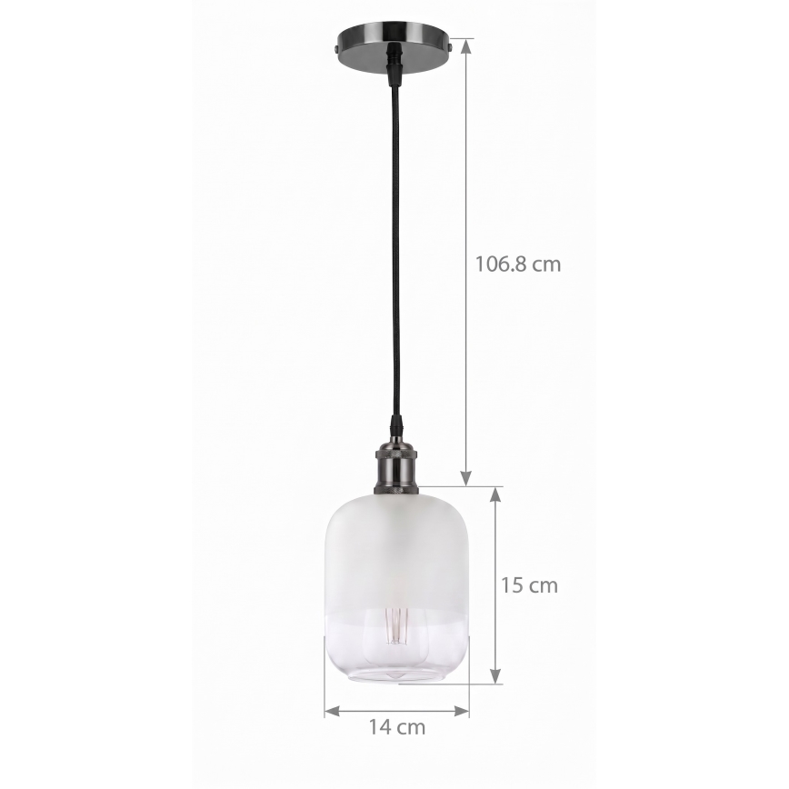 BRILAGI - Suspension LED sur câble RETRO GLASS 1xE27/60W/230V Ø 14 cm noir/blanc