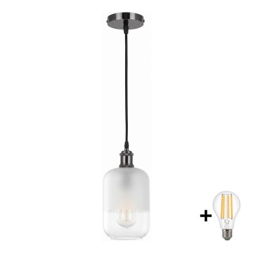 BRILAGI - Suspension LED sur câble RETRO GLASS 1xE27/60W/230V Ø 14 cm noir/blanc