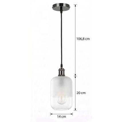 BRILAGI - Suspension LED sur câble RETRO GLASS 1xE27/60W/230V Ø 14 cm noir/blanc