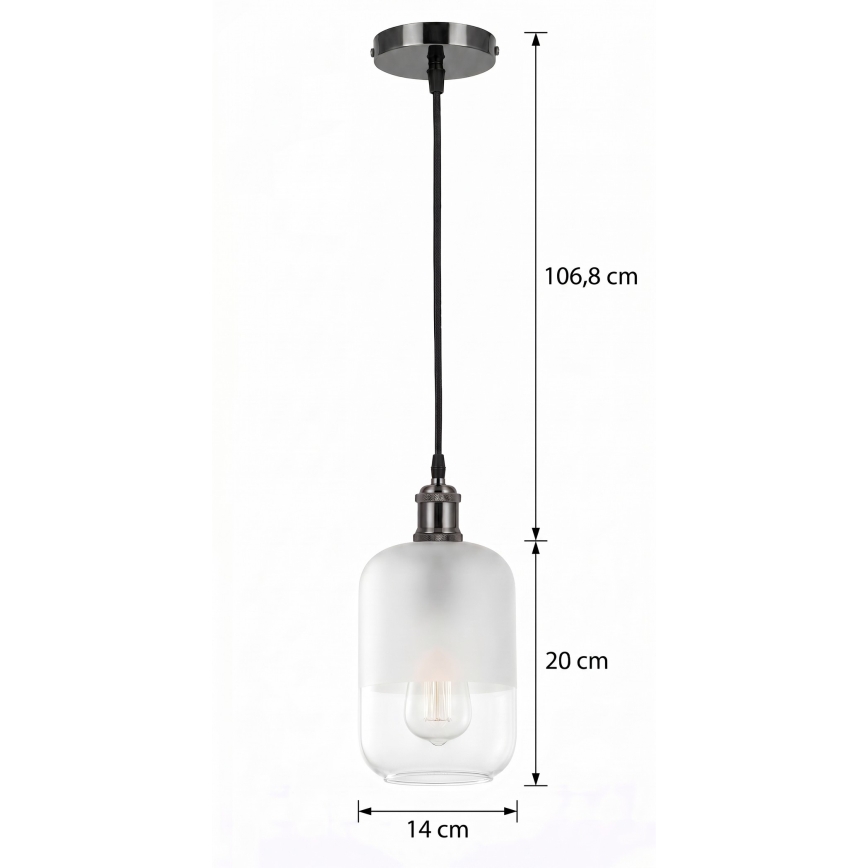 BRILAGI - Suspension LED sur câble RETRO GLASS 1xE27/60W/230V Ø 14 cm noir/blanc