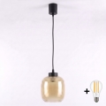 Brilagi - Suspension LED sur câble RETRO GLASS 1xE27/60W/230V Ø 14 cm noir/brun fumé