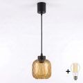 Brilagi - Suspension LED sur câble RETRO GLASS 1xE27/60W/230V ø 14 cm noir/brun fumé