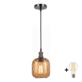 BRILAGI - Suspension LED sur câble RETRO GLASS 1xE27/60W/230V Ø 14 cm noir/brun fumé