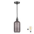 BRILAGI - Suspension LED sur câble RETRO GLASS 1xE27/60W/230V Ø 14 cm noir/gris fumé