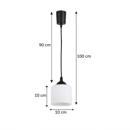 Brilagi - Suspension LED sur câble RETRO GLASS 1xE27/60W/230V Ø 14 cm noire/blanche