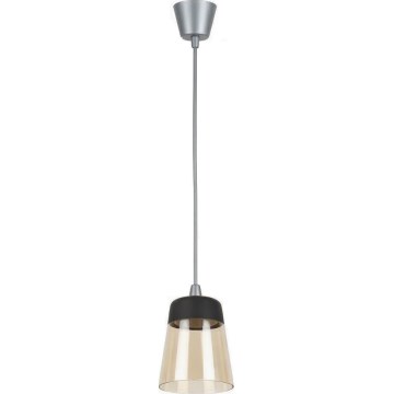 Brilagi - Suspension LED sur câble RETRO GLASS 1xE27/60W/230V Ø 15,5 cm argentée/beige fumé/noire