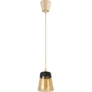 Brilagi - Suspension LED sur câble RETRO GLASS 1xE27/60W/230V Ø 15,5 cm beige/fumé beige/noir