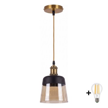 BRILAGI - Suspension LED sur câble RETRO GLASS 1xE27/60W/230V Ø 15,5 cm doré/beige fumé