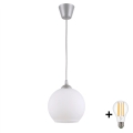 Brilagi - Suspension LED sur câble RETRO GLASS 1xE27/60W/230V Ø 15 cm argenté/blanc