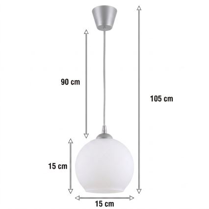 Brilagi - Suspension LED sur câble RETRO GLASS 1xE27/60W/230V Ø 15 cm argenté/blanc