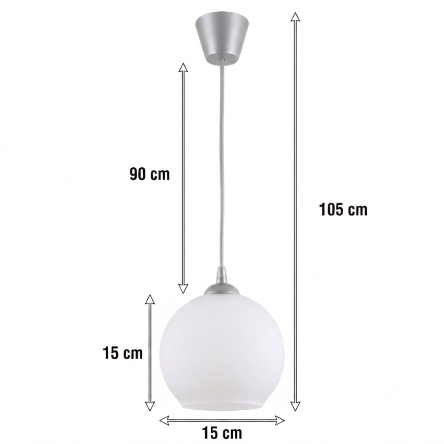 Brilagi - Suspension LED sur câble RETRO GLASS 1xE27/60W/230V Ø 15 cm argenté/blanc