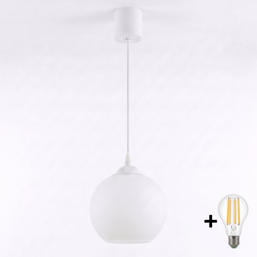 Brilagi - Suspension LED sur câble RETRO GLASS 1xE27/60W/230V Ø 15 cm blanche