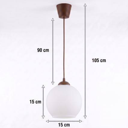 Brilagi - Suspension LED sur câble RETRO GLASS 1xE27/60W/230V Ø 15 cm marron/blanc
