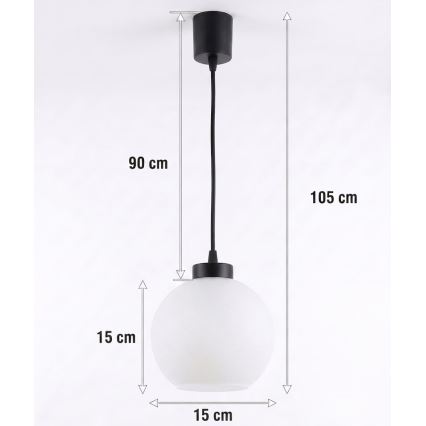 Brilagi - Suspension LED sur câble RETRO GLASS 1xE27/60W/230V Ø 15 cm noir/blanc