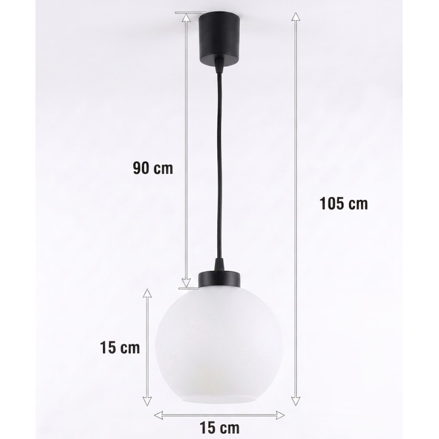 Brilagi - Suspension LED sur câble RETRO GLASS 1xE27/60W/230V Ø 15 cm noir/blanc