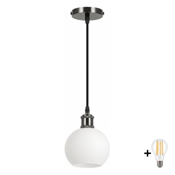 BRILAGI - Suspension LED sur câble RETRO GLASS 1xE27/60W/230V Ø 15 cm noir/blanc