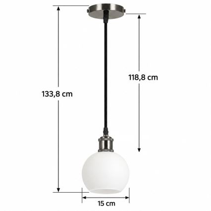 BRILAGI - Suspension LED sur câble RETRO GLASS 1xE27/60W/230V Ø 15 cm noir/blanc