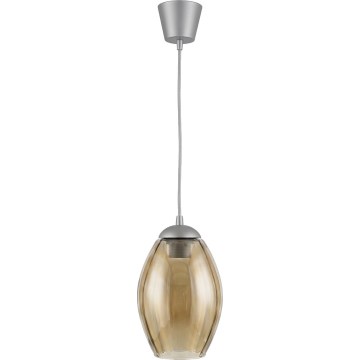Brilagi - Suspension LED sur câble RETRO GLASS 1xE27/60W/230V Ø 17 cm argenté/beige fumé