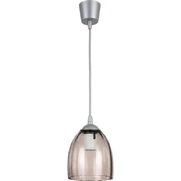 Brilagi - Suspension LED sur câble RETRO GLASS 1xE27/60W/230V Ø 17 cm argenté / beige fumé