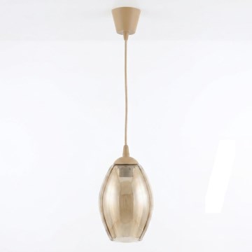 Brilagi - Suspension LED sur câble RETRO GLASS 1xE27/60W/230V Ø 17 cm beige / beige fumé