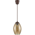Brilagi - Suspension LED sur câble RETRO GLASS 1xE27/60W/230V Ø 17 cm brun / beige fumé