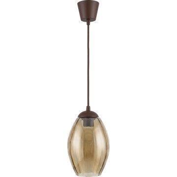 Brilagi - Suspension LED sur câble RETRO GLASS 1xE27/60W/230V Ø 17 cm brun / beige fumé