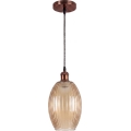 Brilagi - Suspension LED sur câble RETRO GLASS 1xE27/60W/230V Ø 17 cm cuivrée / beige fumé